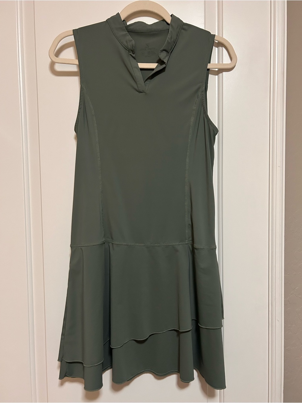 Sleeveless Olive Green Tiered Tennis Pickleball Athletic Dress